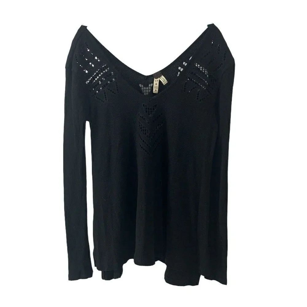 Free People Moonrise Cut Out Thermal Top Black XS